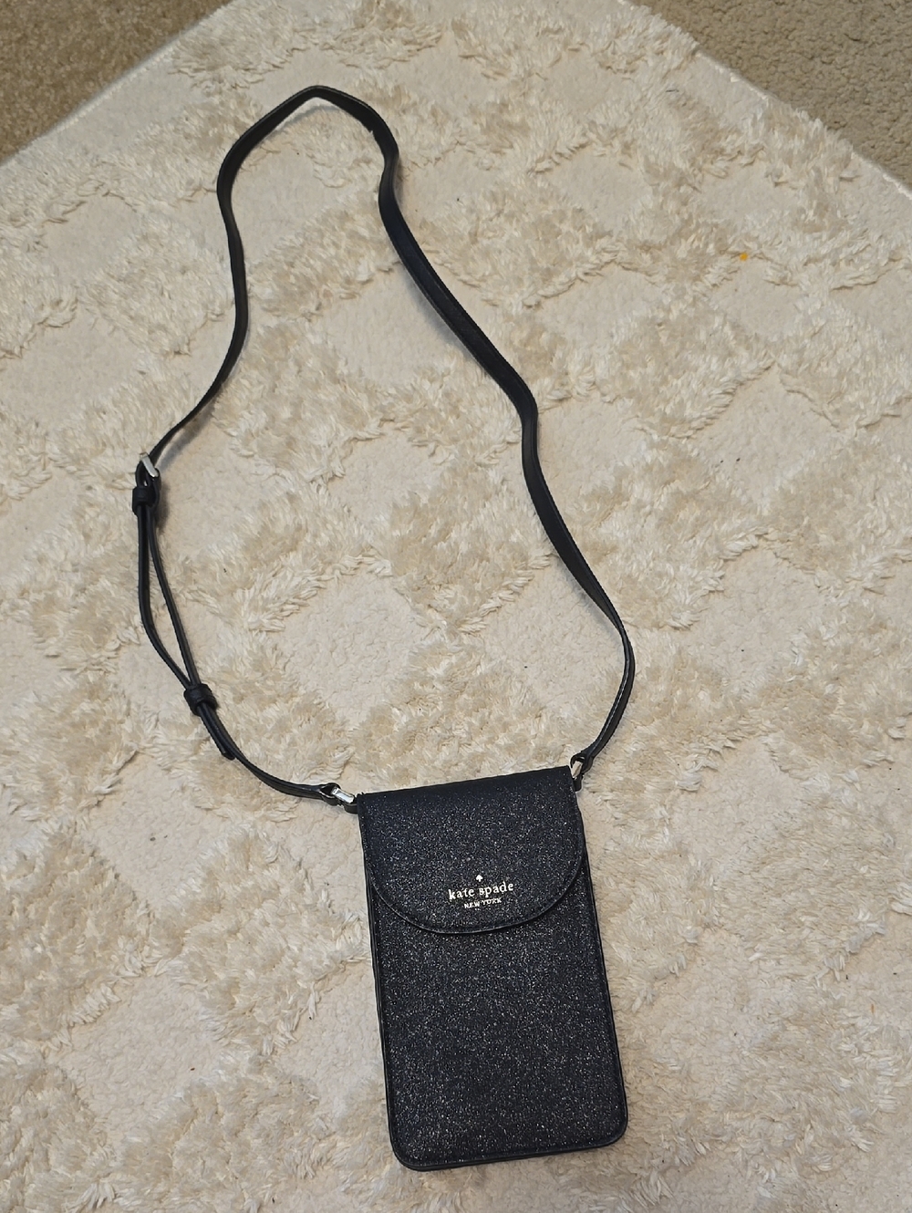kate spade Black Glitter Crossbody Phone Pouch